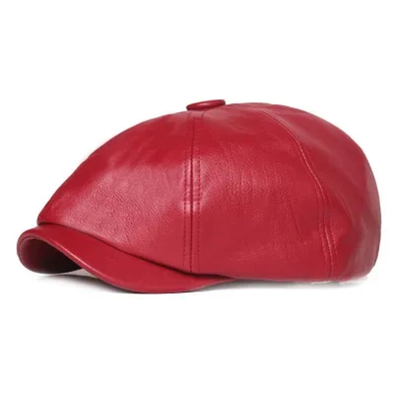 Retro Octagonal Leather Hat Autumn Men'S Beret Elegant Fashion Cap Snapback Caps for Men Women