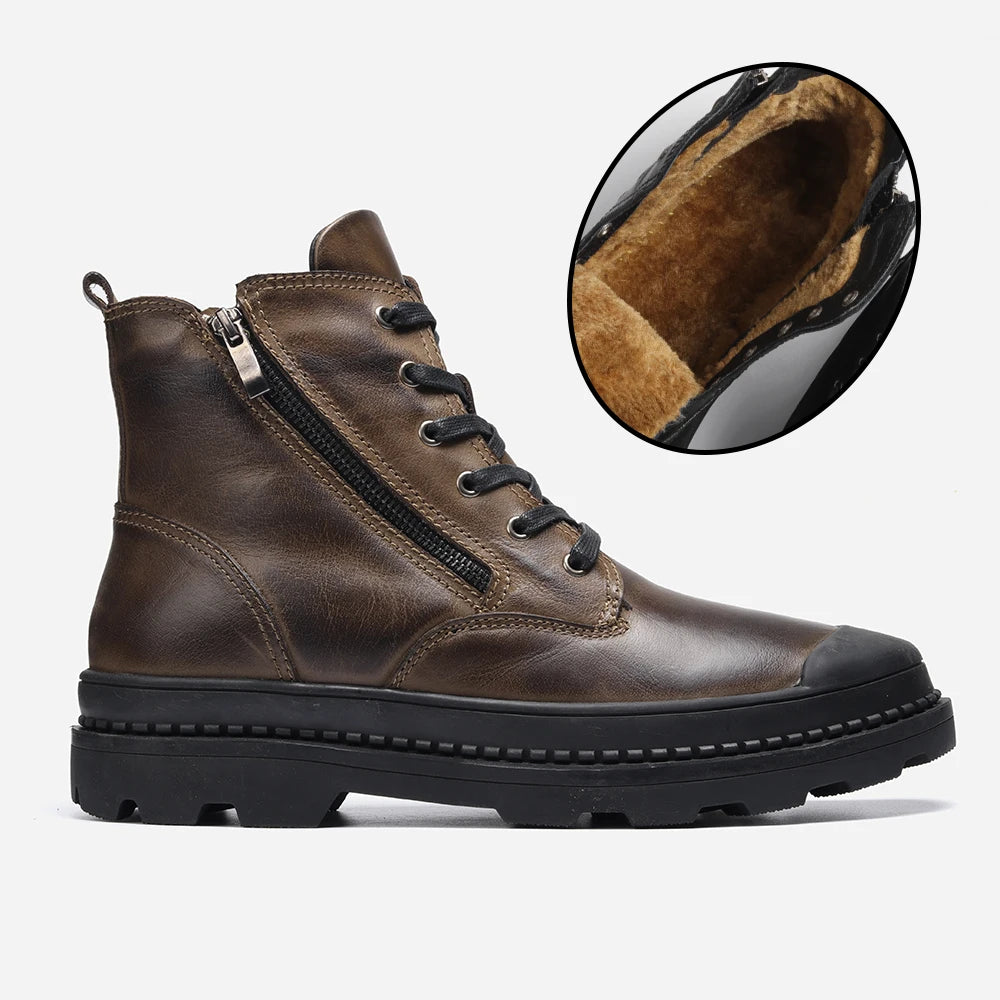 Natural Cow Leather Men Boots Top Quality Handmade Retro Men Boots Genuine Leather Men Boots #CX9550